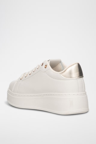 Zapatillas de piel con plataforma - Beige