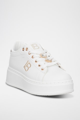 Zapatillas de piel con plataforma - Blanco