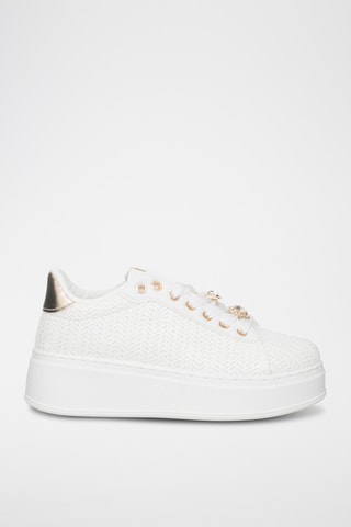 Zapatillas de piel con plataforma - Blanco