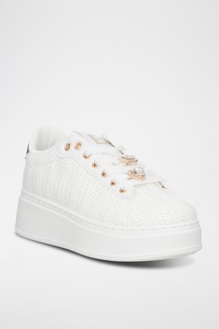 Zapatillas de piel con plataforma - Blanco