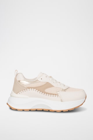 Zapatillas de piel con plataforma - Camel