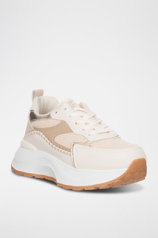 Zapatillas de piel con plataforma - Camel