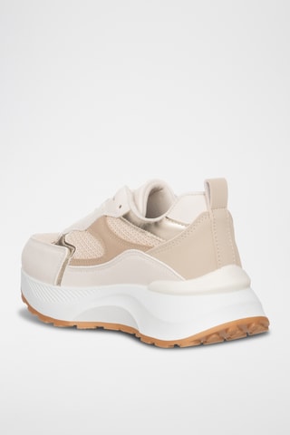 Zapatillas de piel con plataforma - Camel