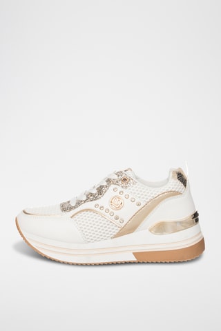 Zapatillas de piel con plataforma - Blanco