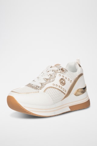 Zapatillas de piel con plataforma - Blanco