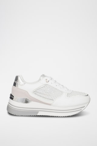 Zapatillas de piel con plataforma - Blanco