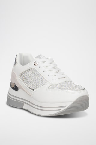 Zapatillas de piel con plataforma - Blanco