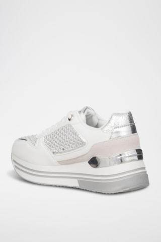 Zapatillas de piel con plataforma - Blanco
