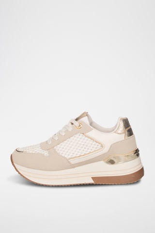 Zapatillas de piel con plataforma - Beige
