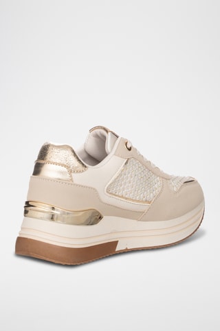 Zapatillas de piel con plataforma - Beige