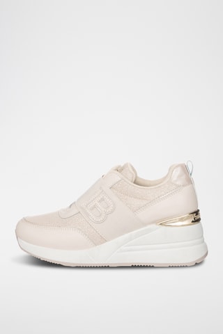 Zapatillas de piel con plataforma - Beige