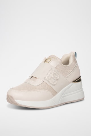Zapatillas de piel con plataforma - Beige