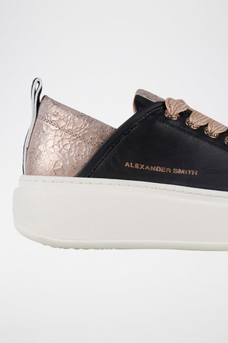 Zapatillas de piel con plataforma - Blanco, negro y beige