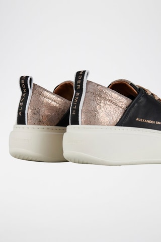 Zapatillas de piel con plataforma - Blanco, negro y beige