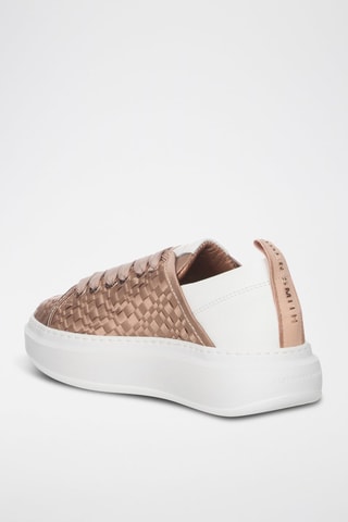 Zapatillas de piel con plataforma - Blanco y dorado