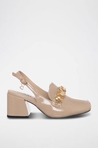 Zapatos de tacón con brillo - Beige