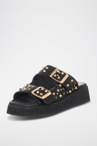 Sandalias con plataforma - Negro y dorado
