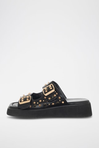 Sandalias con plataforma - Negro y dorado