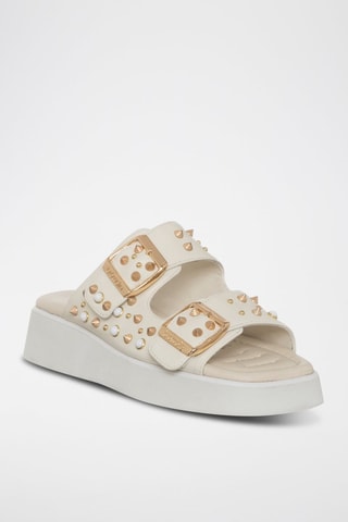 Sandalias con plataforma - Blanco y dorado