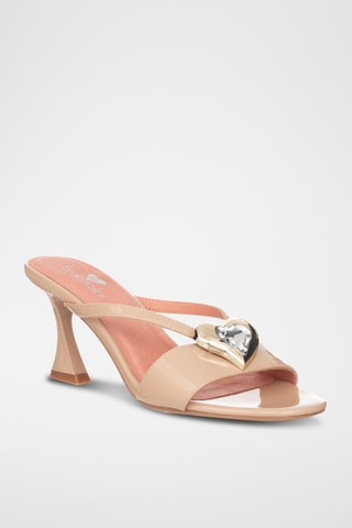 Sandalias con brillo de tacón - Beige