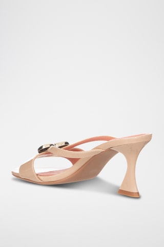 Sandalias con brillo de tacón - Beige