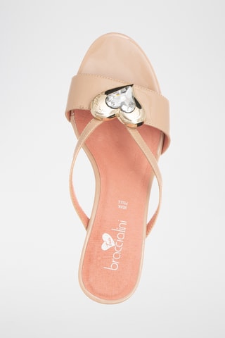 Sandalias con brillo de tacón - Beige