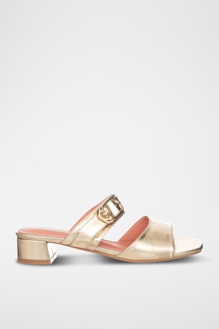 Sandalias de tacón con brillo - Dorado
