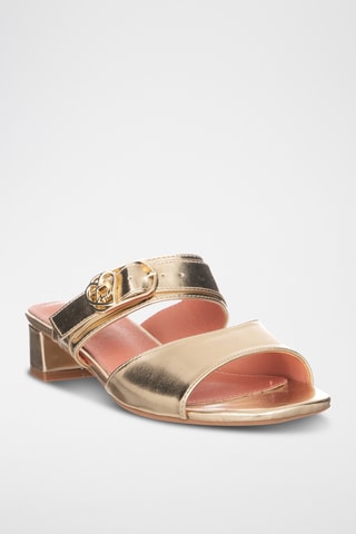 Sandalias de tacón con brillo - Dorado