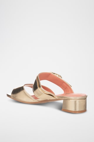Sandalias de tacón con brillo - Dorado