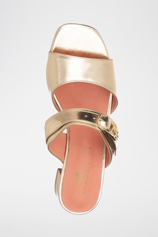 Sandalias de tacón con brillo - Dorado