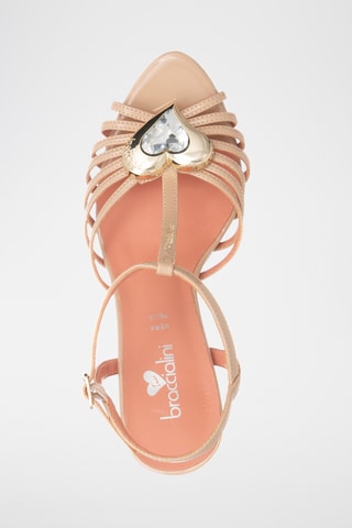 Sandalias de tacón con brillo - Beige