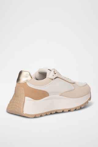 Zapatillas de piel con plataforma - Beige