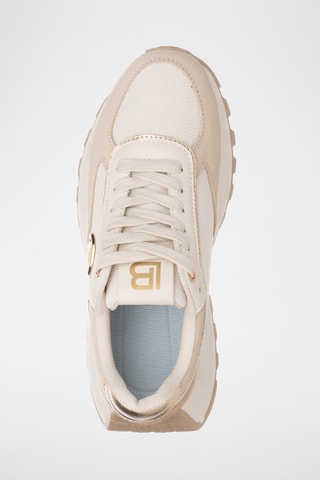 Zapatillas de piel con plataforma - Beige