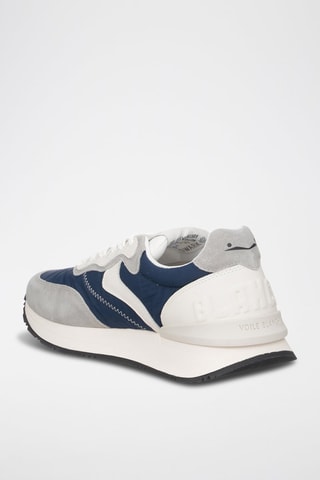 Zapatillas de piel - Blanco, azul y gris