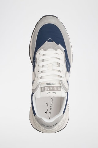 Zapatillas de piel - Blanco, azul y gris