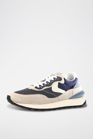 Zapatillas de nobuk - Blanco, negro y azul