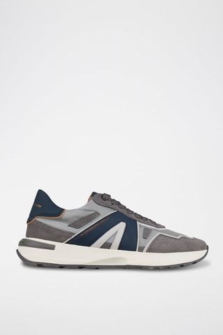 Zapatillas de piel - Blanco, azul y gris