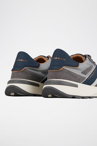 Zapatillas de piel - Blanco, azul y gris