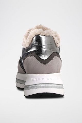 Gevoerde Leren en Wollen Sneakers - Grijs