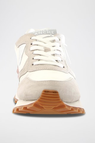 Zapatillas de piel - Blanco, rosa y gris