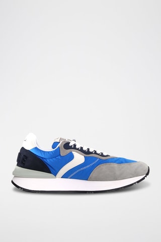 Zapatillas de piel - Blanco, azul y gris