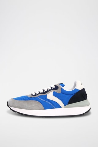 Zapatillas de piel - Blanco, azul y gris