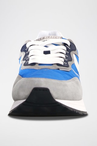 Zapatillas de piel - Blanco, azul y gris