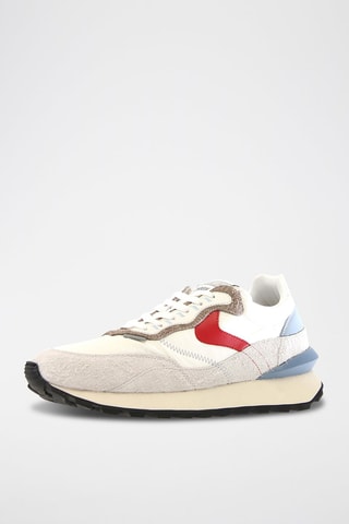 Zapatillas de nobuk - Blanco, rojo y azul