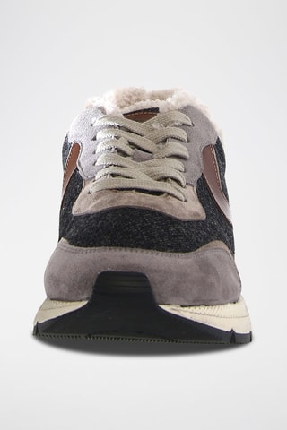 Zapatillas de piel y lana forradas - Negro y marrón