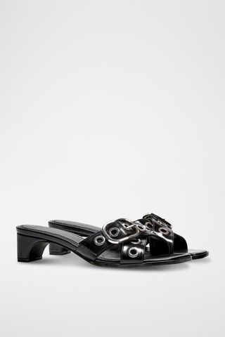 Sandalias de tacón - Negro y plateado