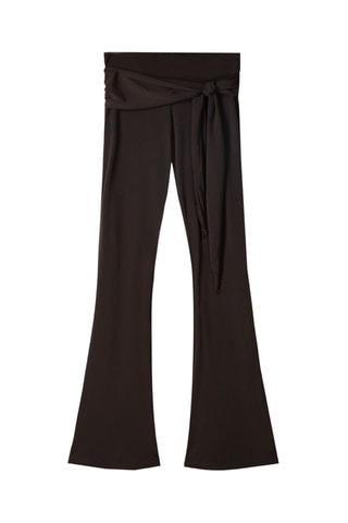 Pantalón flare de tiro alto - Marrón