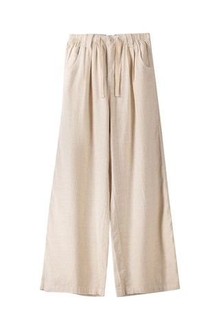 Pantalón wide leg de lino - Beige