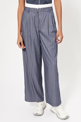 Pantalón de tiro alto - Azul oscuro y crudo