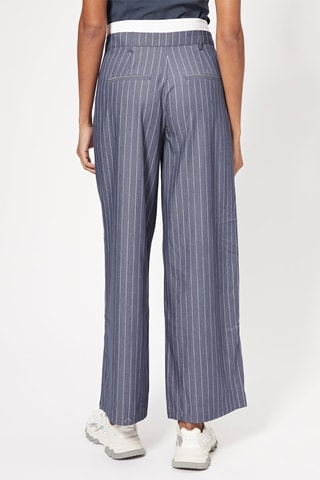 Pantalón de tiro alto - Azul oscuro y crudo